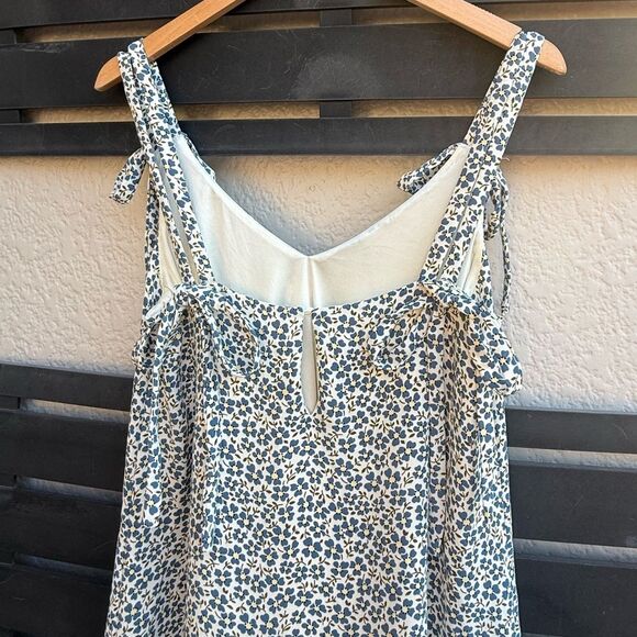 Zara Trafaluc Collection Tie-Strap Mini Dress in Blue/Cream Floral Print | XS - Picture 6 of 8